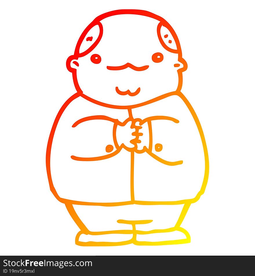 warm gradient line drawing cartoon balding man