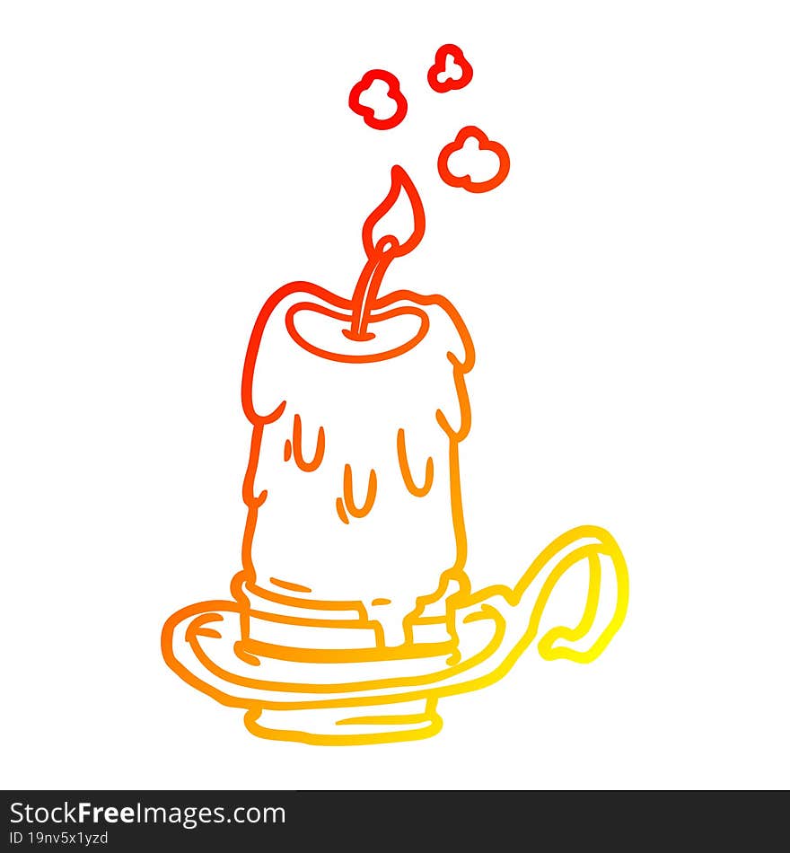 warm gradient line drawing old spooky candle in candleholder