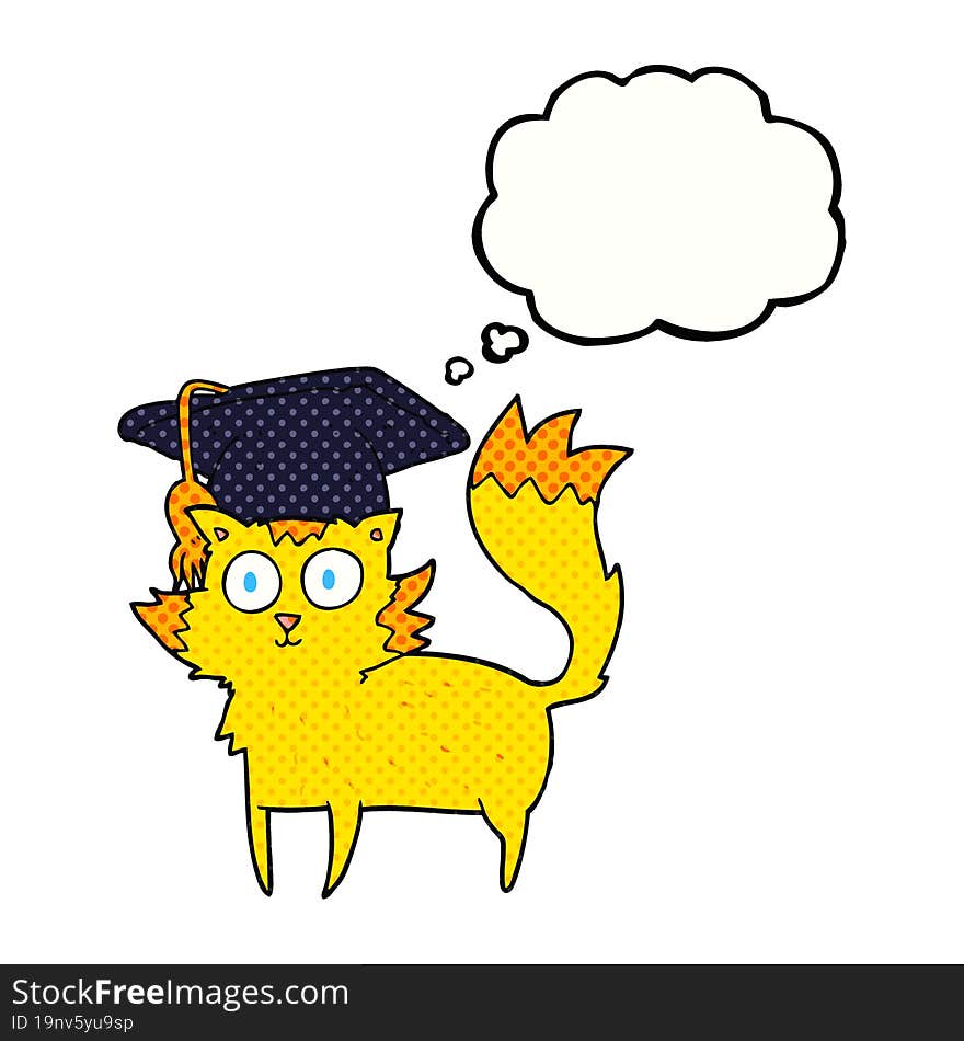 thought bubble cartoon cat graduate