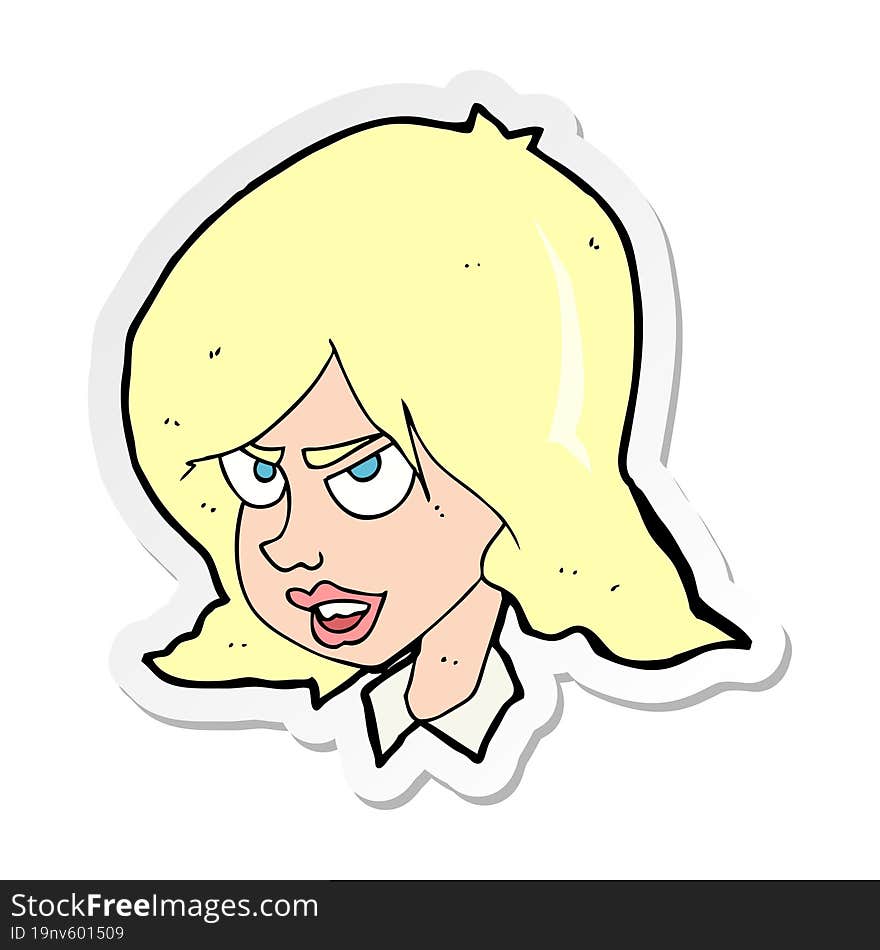 Sticker Of A Cartoon Annoyed Woman