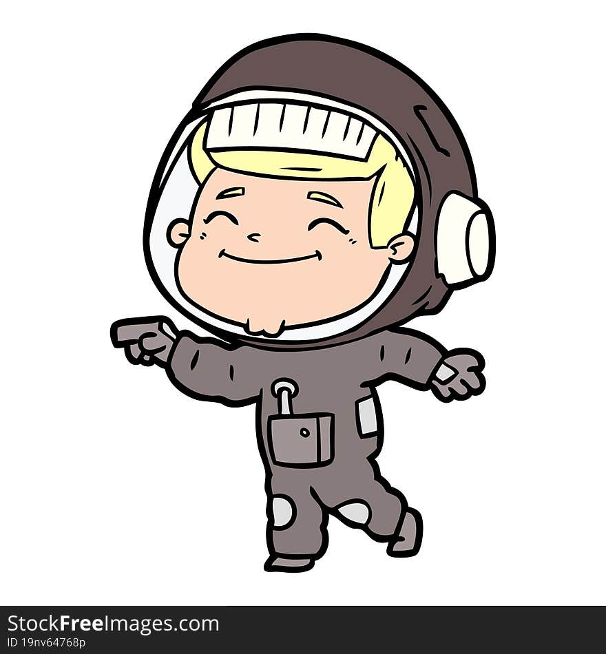 happy cartoon astronaut. happy cartoon astronaut