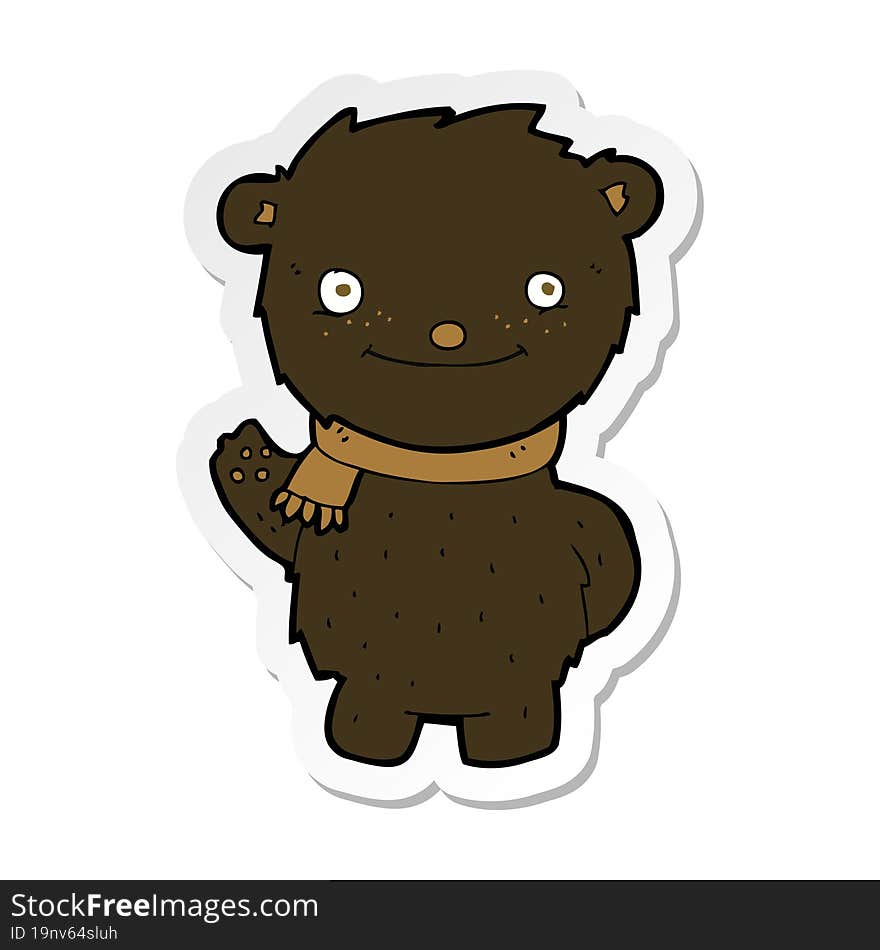 Sticker Of A Cartoon Cute Black Bear