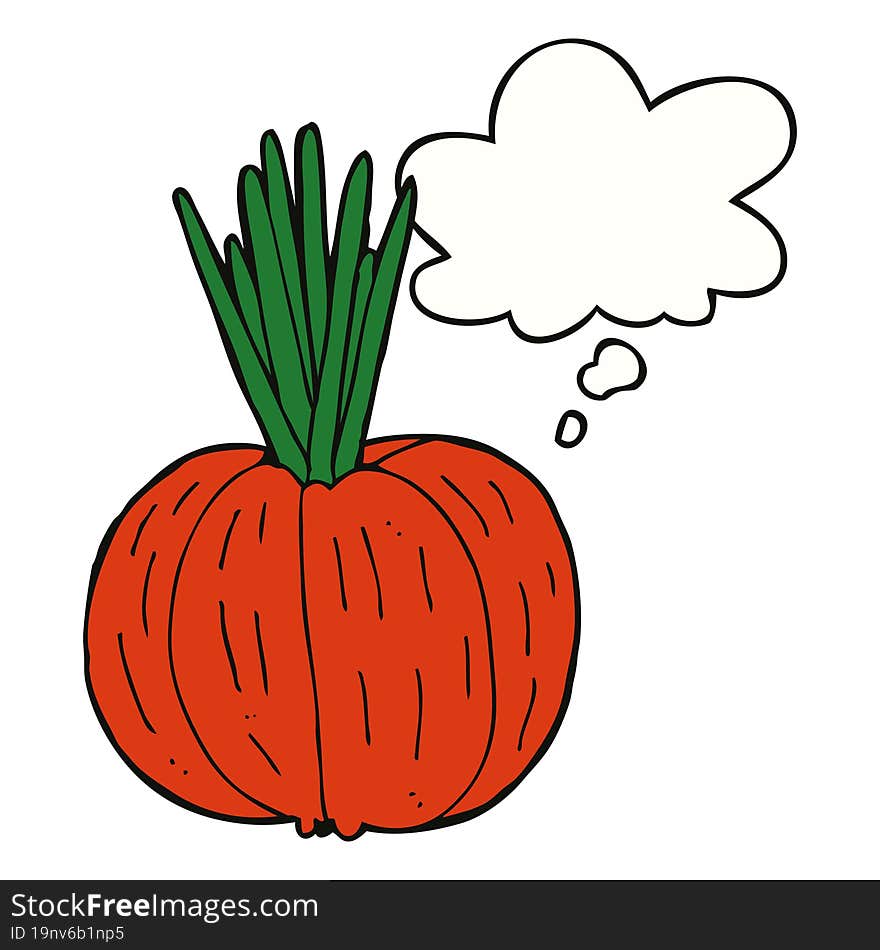 cartoon vegetable with thought bubble. cartoon vegetable with thought bubble