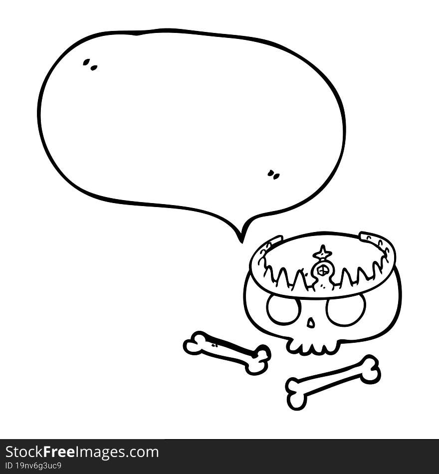 speech bubble cartoon skull wearing tiara