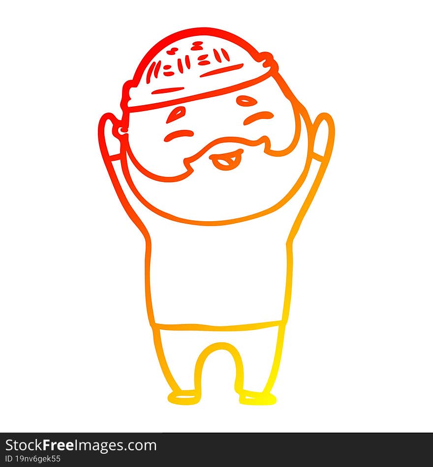 warm gradient line drawing cartoon happy bearded man