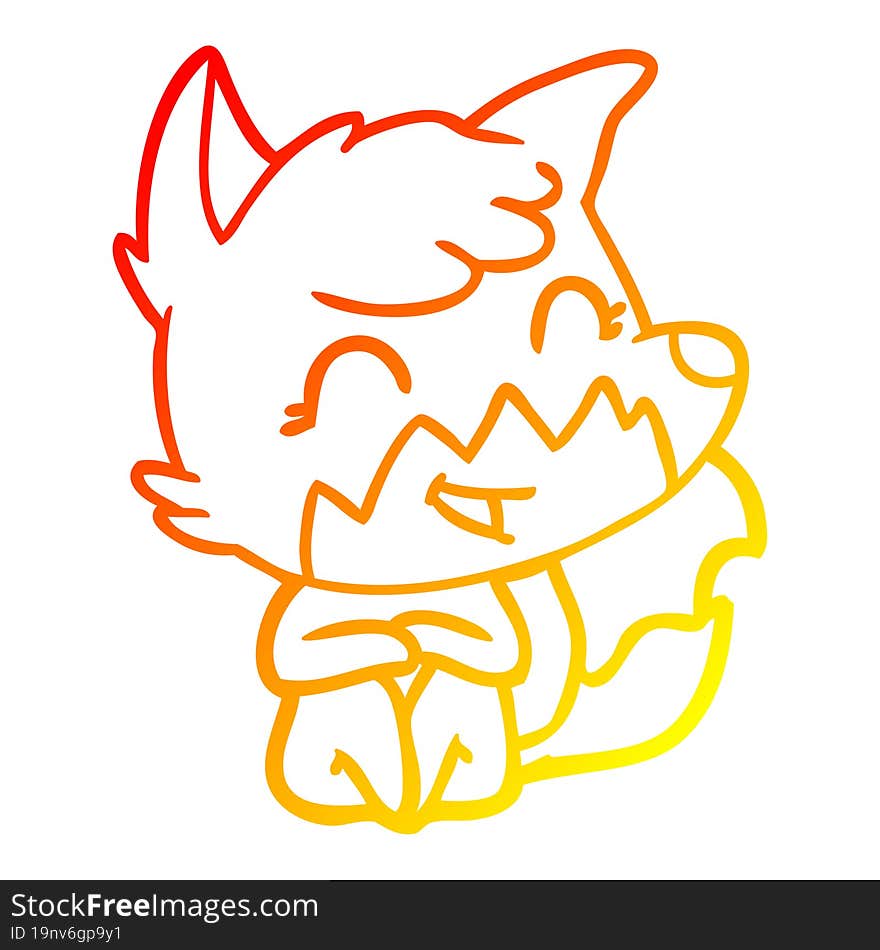 warm gradient line drawing happy cartoon fox