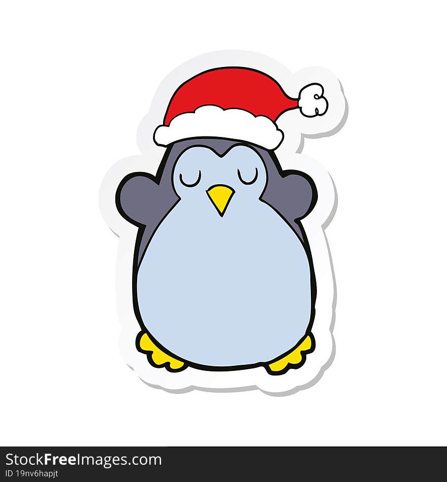 sticker of a cute christmas penguin