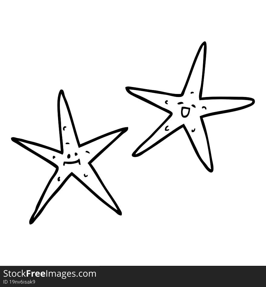 line drawing cartoon star fish