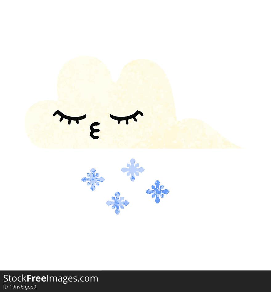 Retro Illustration Style Cartoon Snow Cloud