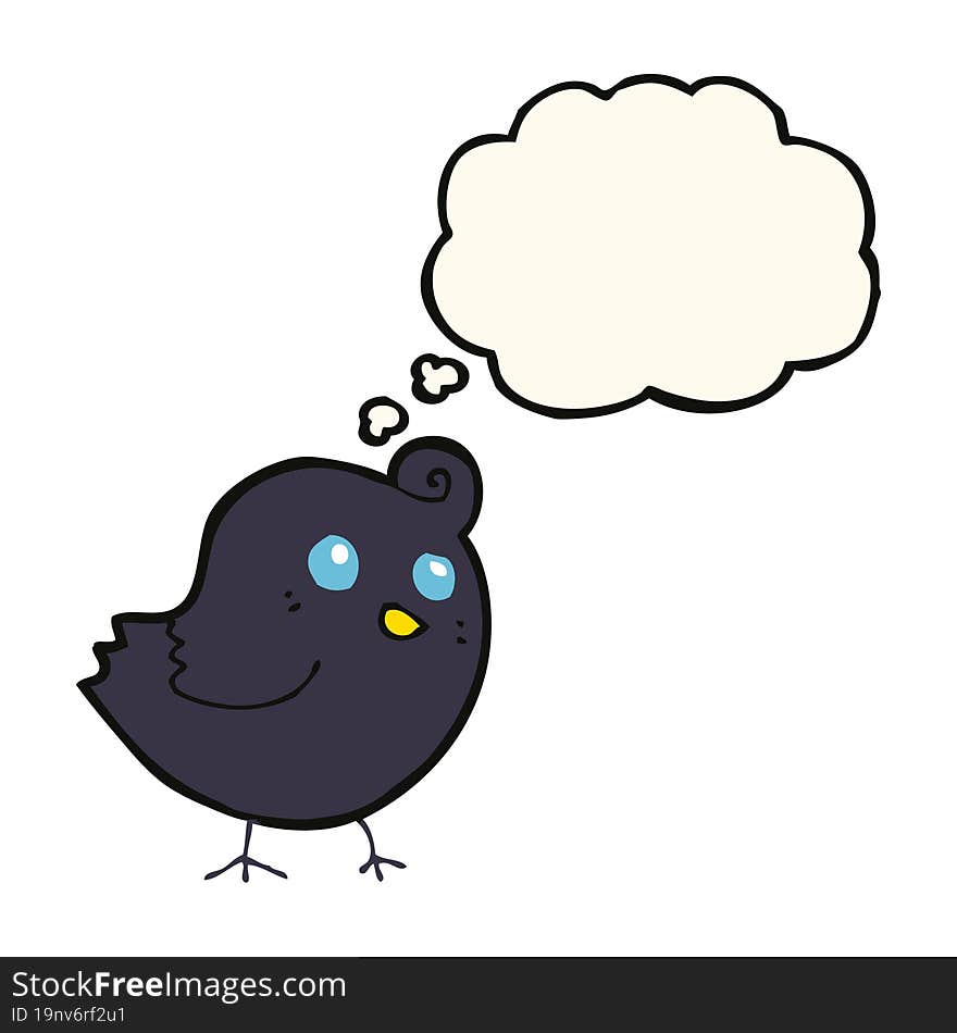 cartoon bird with thought bubble