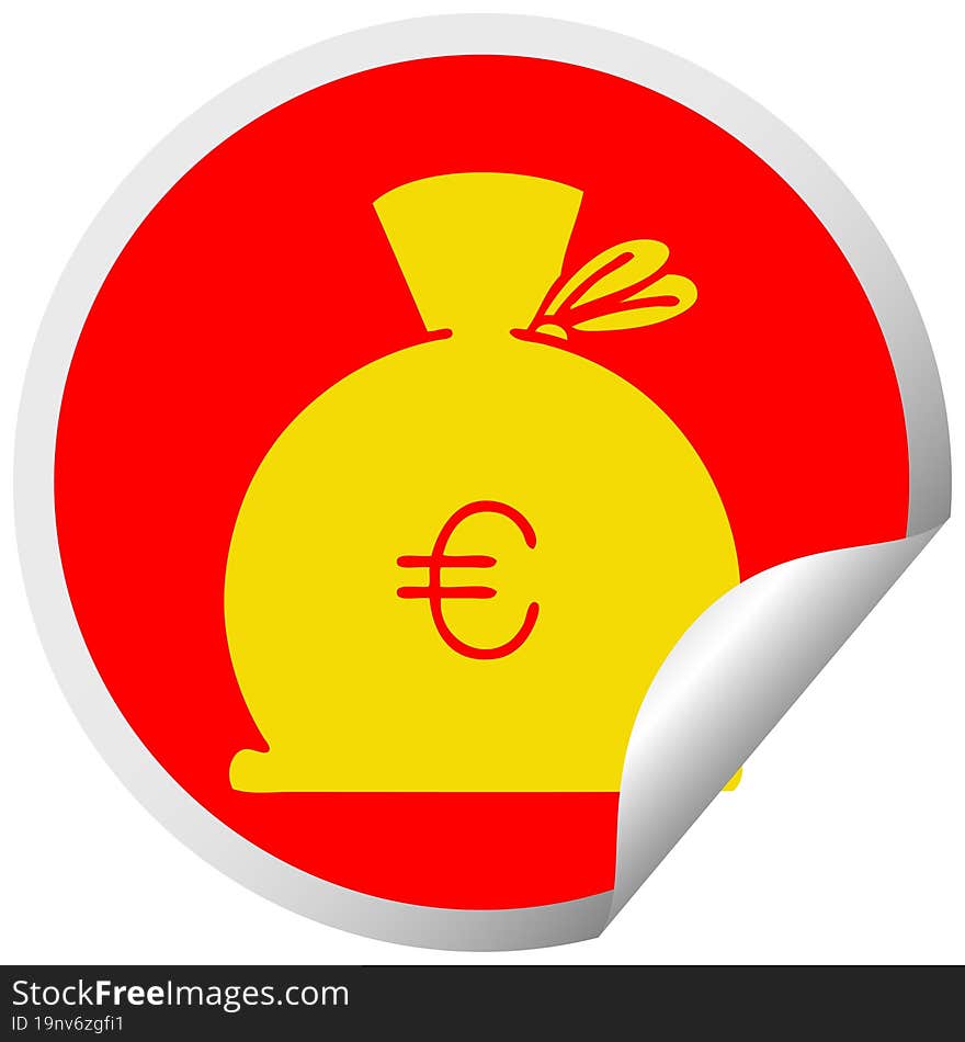 circular peeling sticker cartoon bag of money