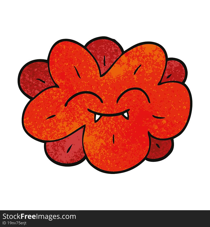 cartoon doodle flower with face