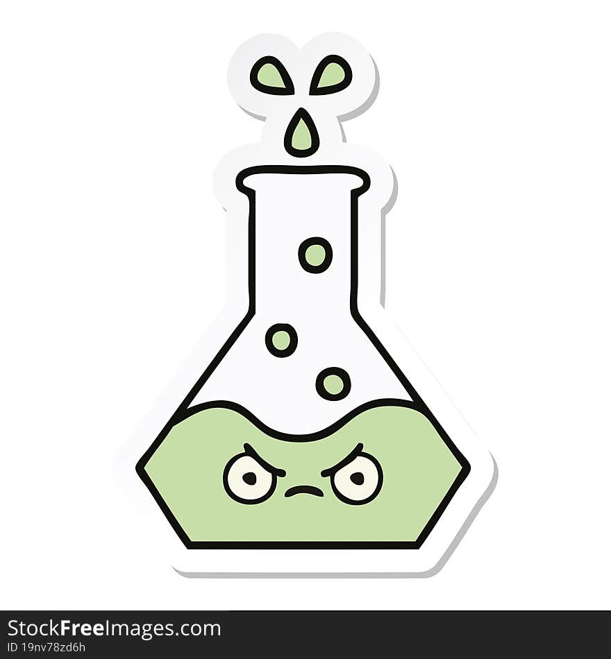 Sticker Of A Cute Cartoon Science Beaker