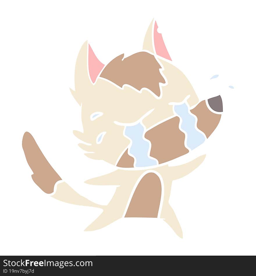 flat color style cartoon crying wolf