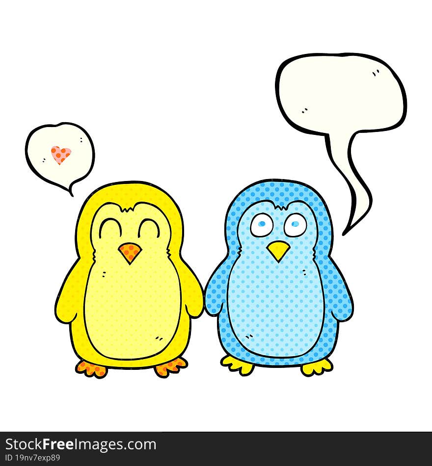 comic book speech bubble cartoon birds holding hands