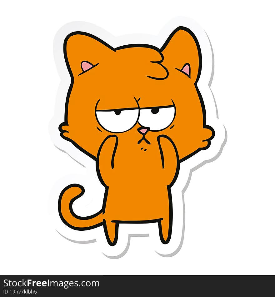 Sticker Of A Bored Cartoon Cat