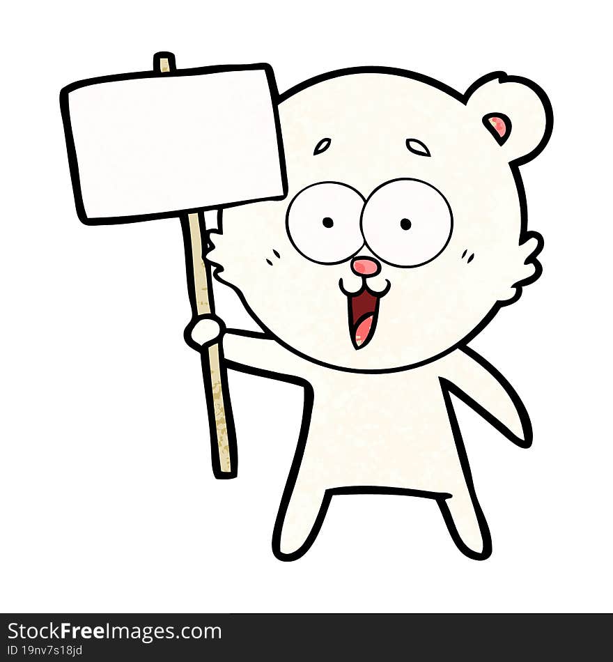 polar bear with protest sign cartoon. polar bear with protest sign cartoon