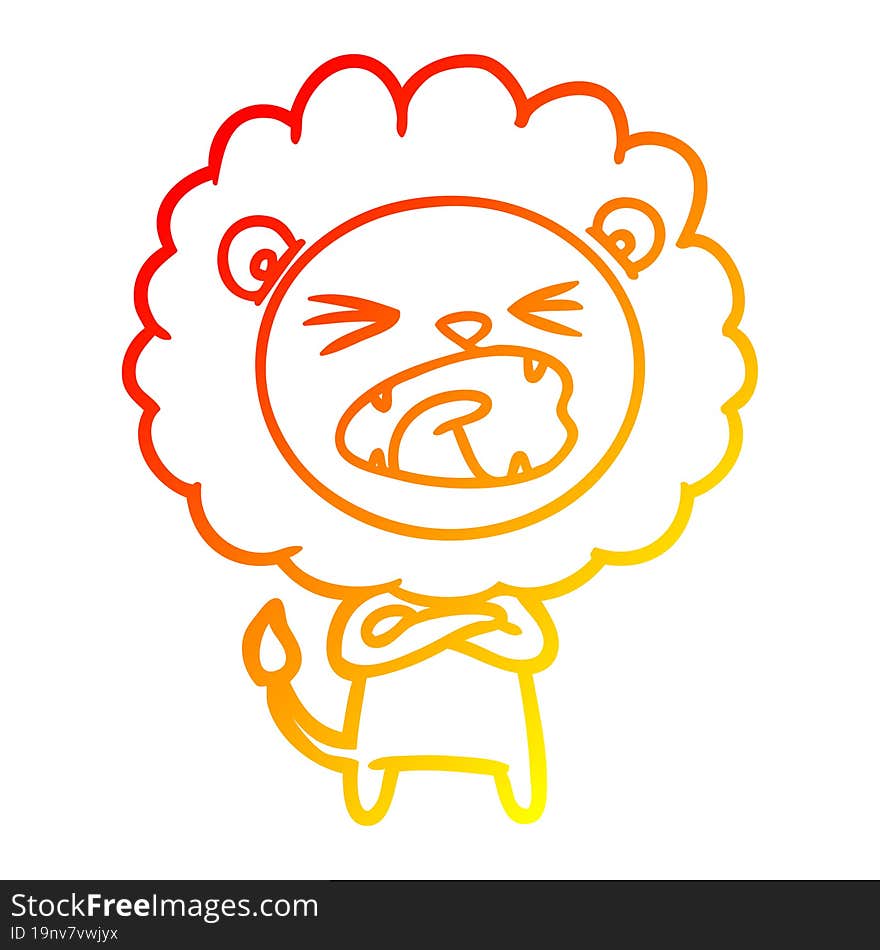 warm gradient line drawing cartoon lion