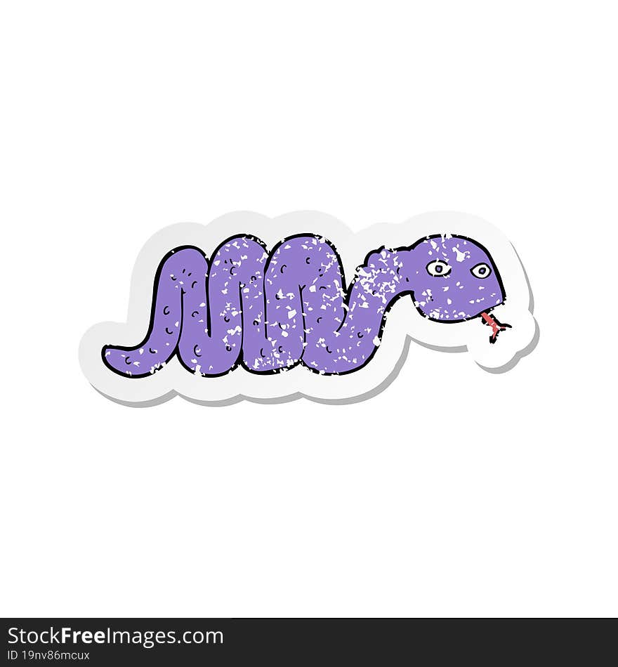 retro distressed sticker of a funny cartoon snake