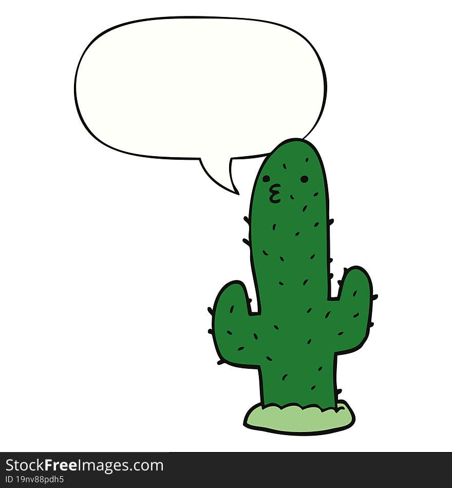 cartoon cactus and speech bubble