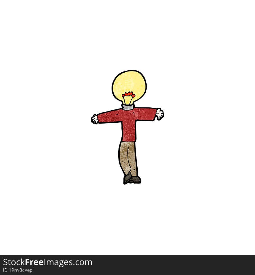 cartoon man with light bulb for head