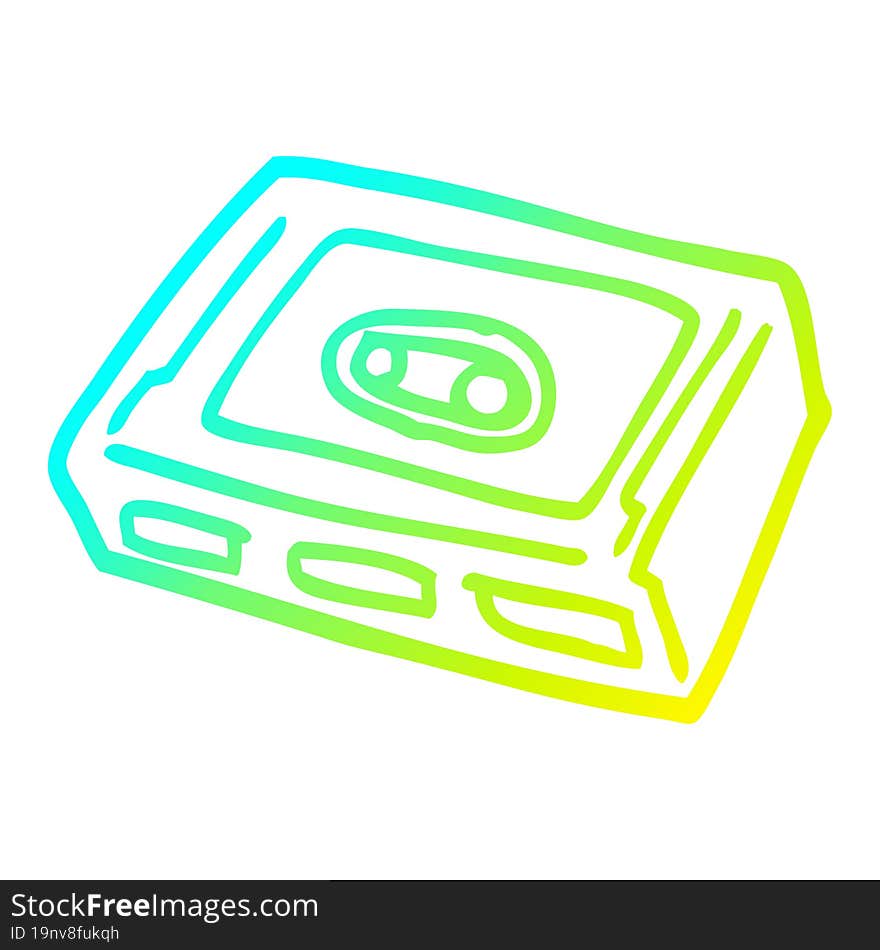 cold gradient line drawing of a cartoon retro tape cassette