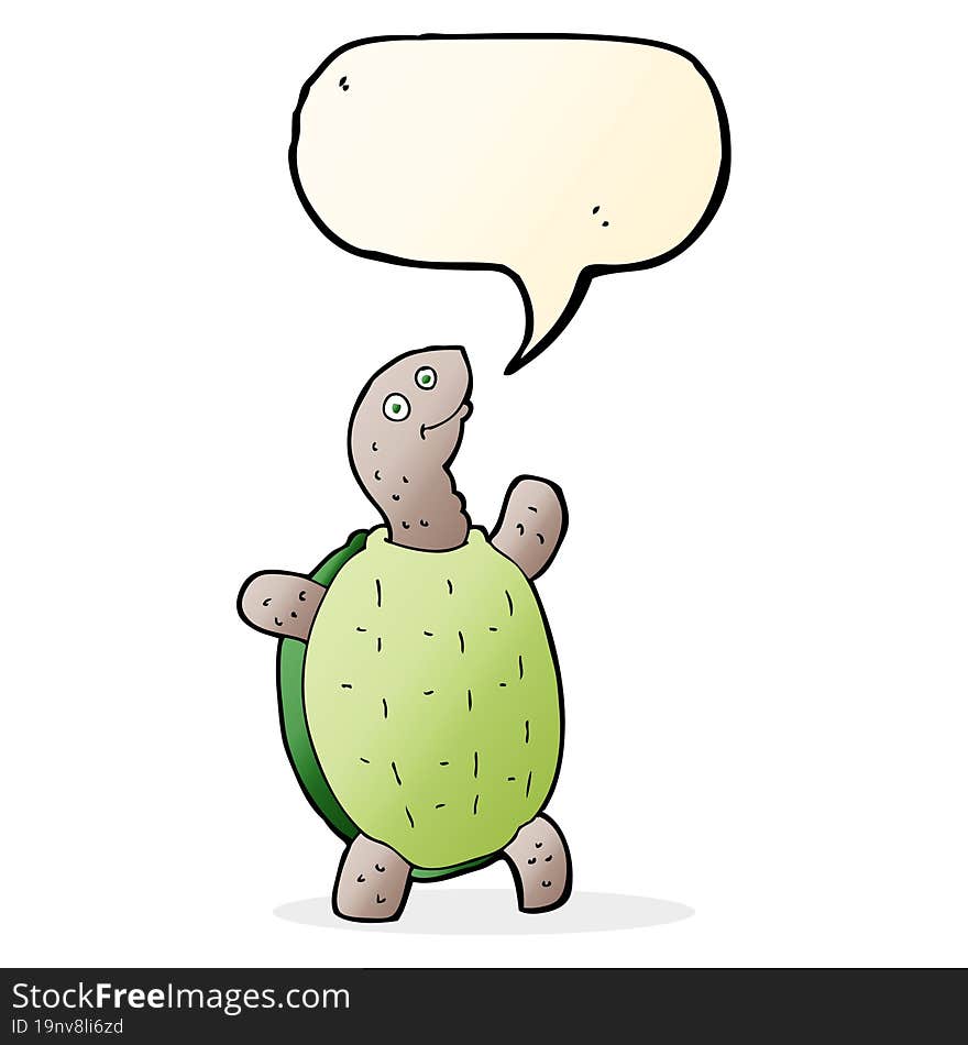 cartoon happy turtle with speech bubble