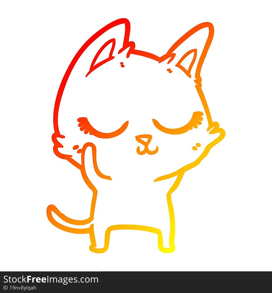 Warm Gradient Line Drawing Calm Cartoon Cat