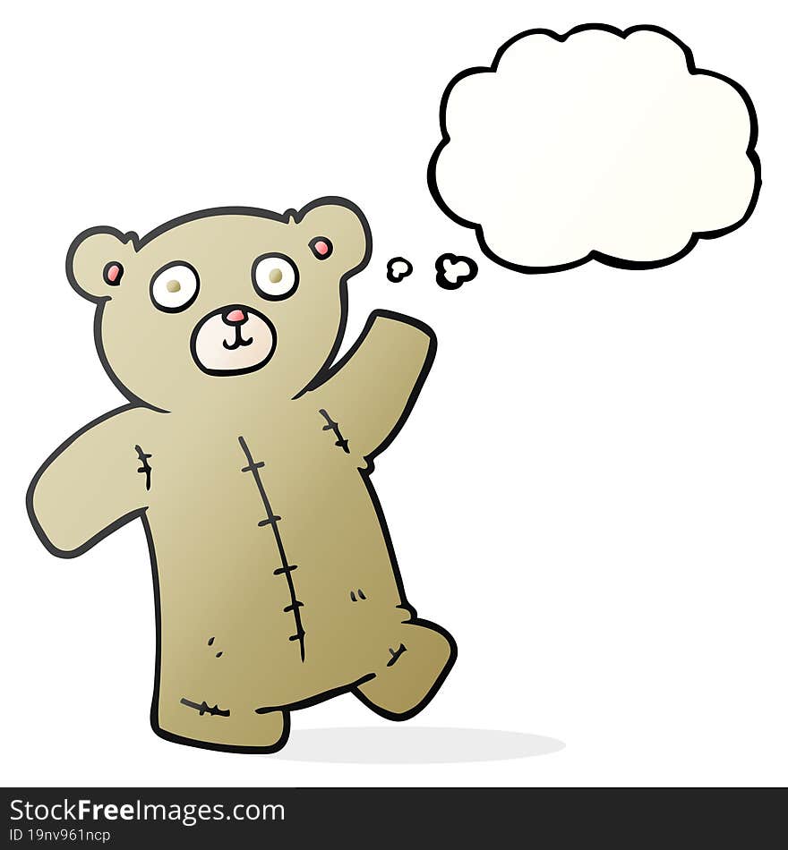 freehand drawn thought bubble cartoon teddy bear