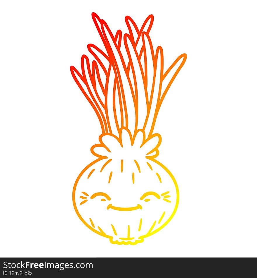 warm gradient line drawing of a cartoon onion