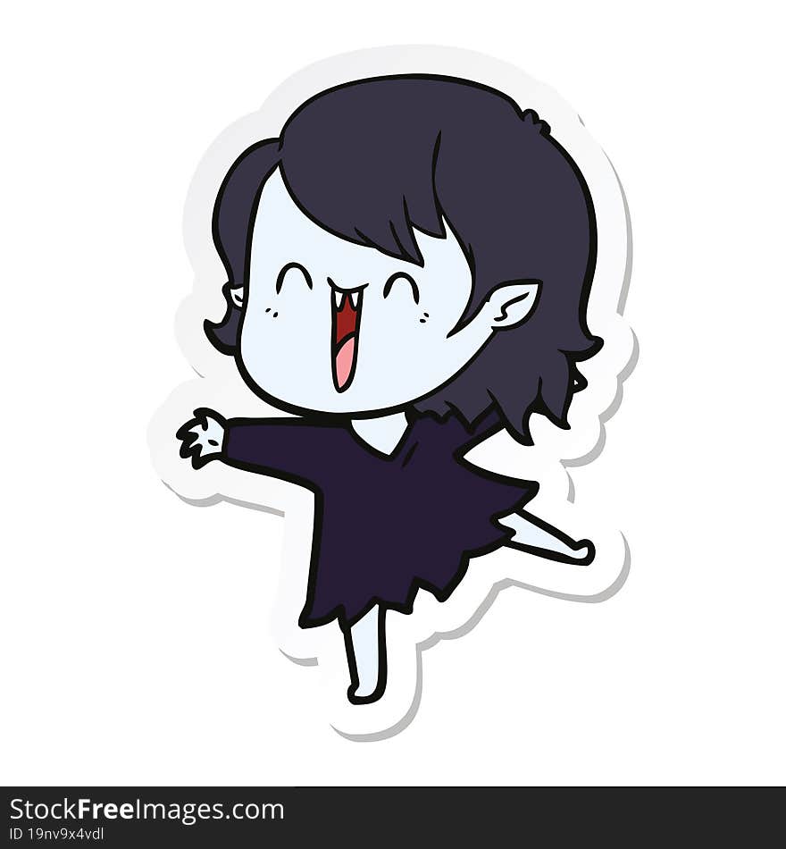 sticker of a cute cartoon happy vampire girl