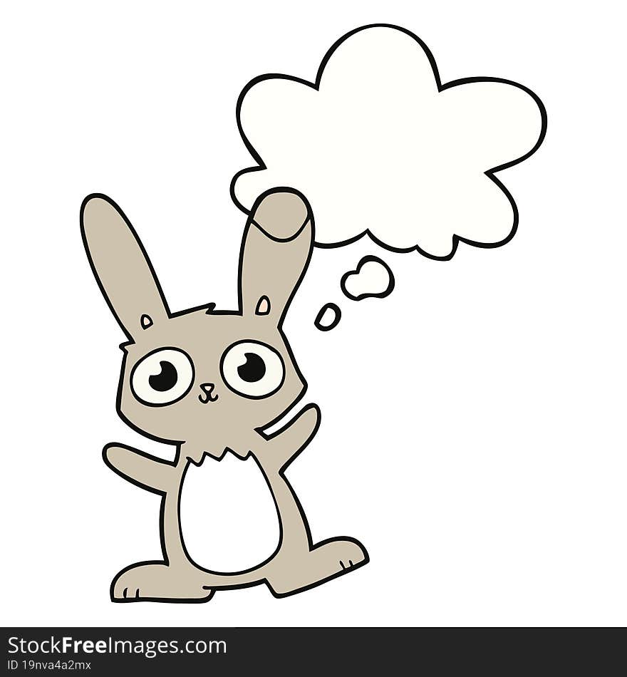 Cute Cartoon Rabbit And Thought Bubble