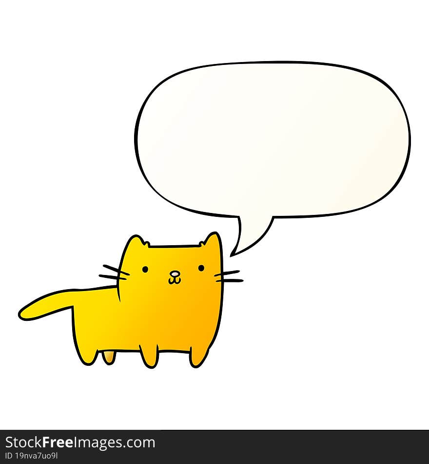 cartoon cat and speech bubble in smooth gradient style