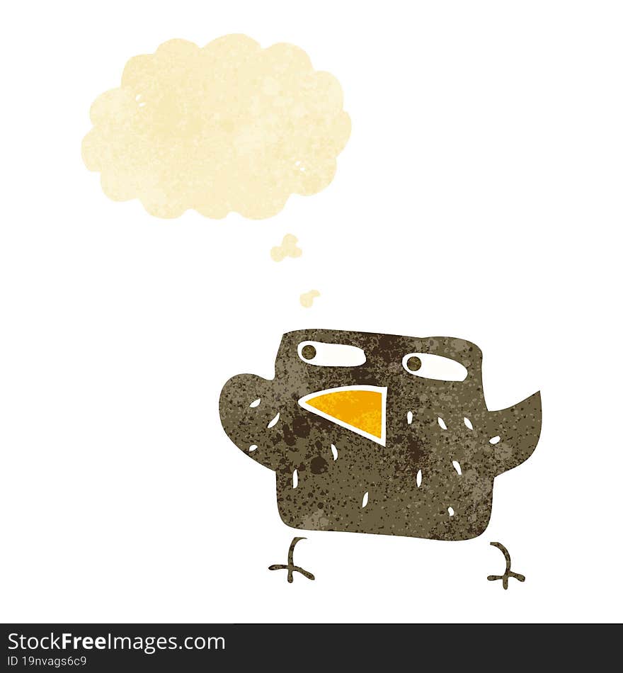 cartoon bird with thought bubble