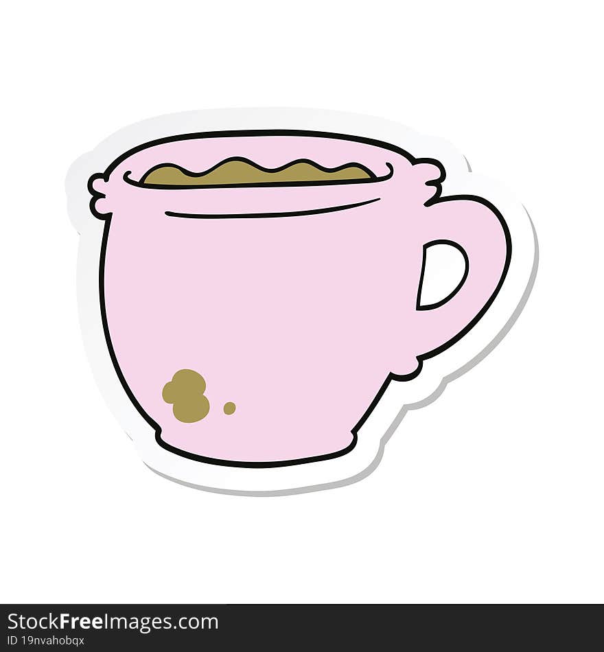 sticker of a cartoon hot cup of coffee