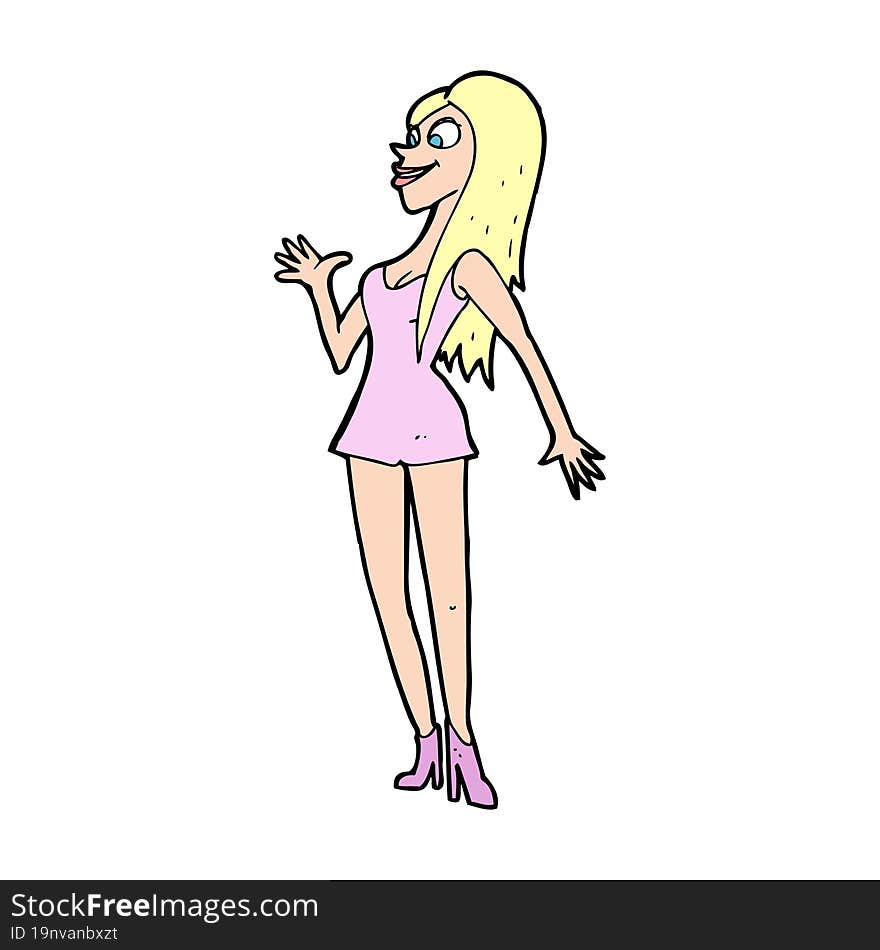 cartoon woman in pink dress