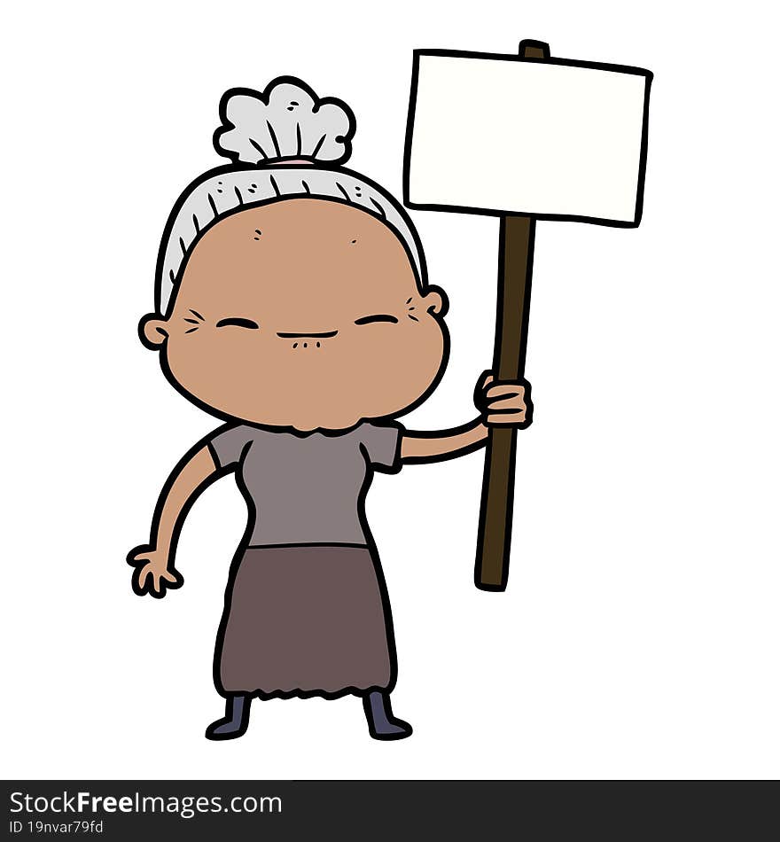 cartoon peaceful old woman. cartoon peaceful old woman