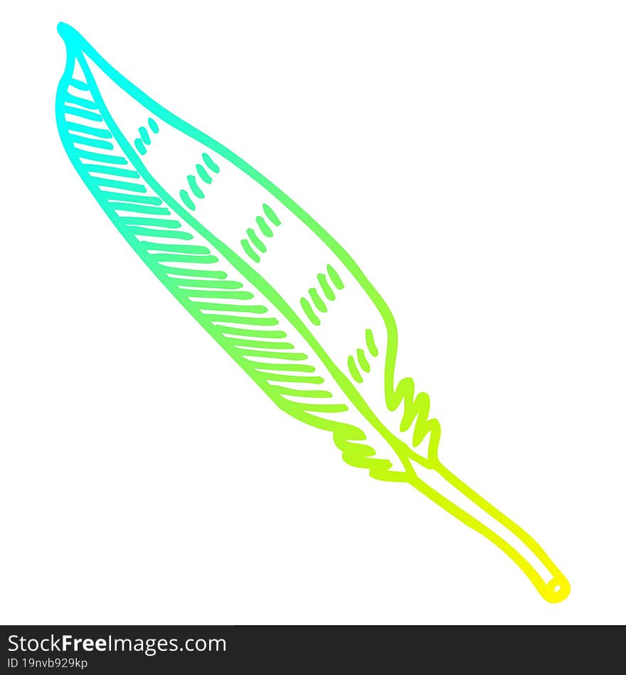 cold gradient line drawing of a cartoon feather