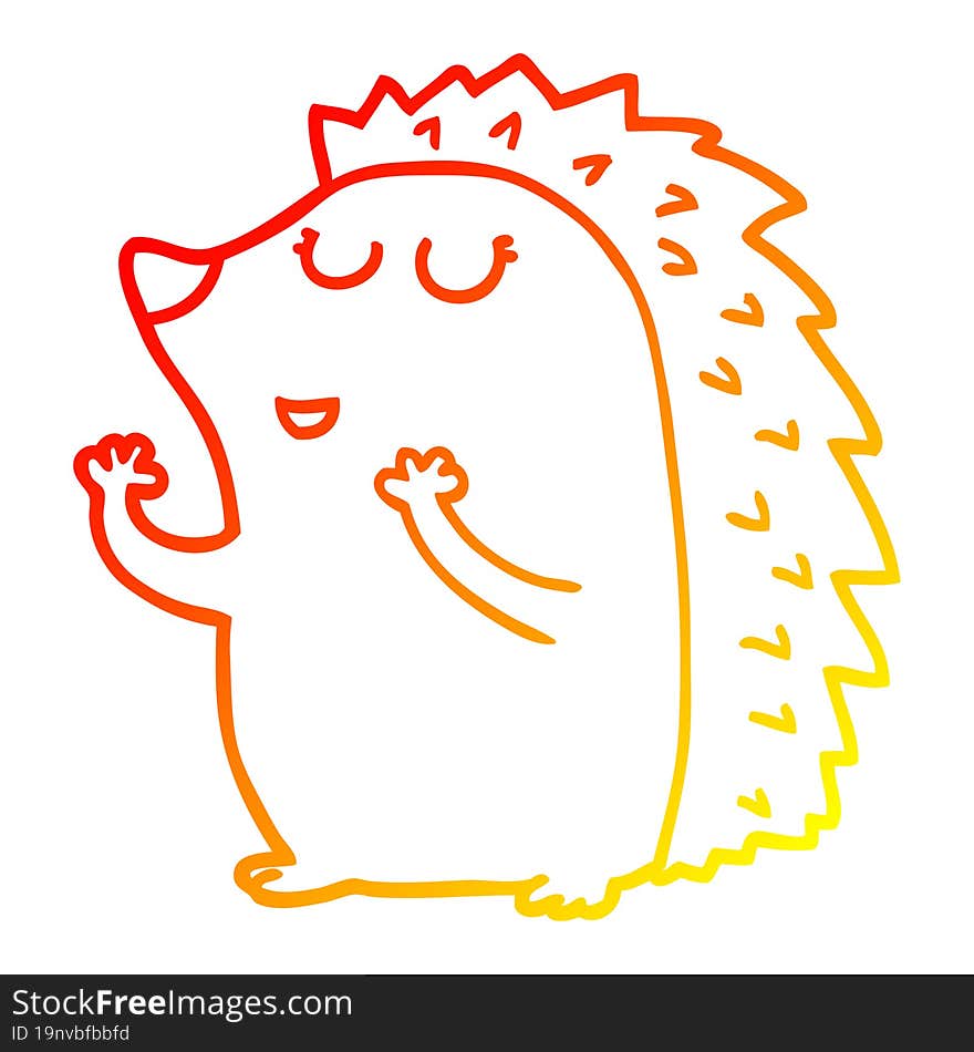 warm gradient line drawing cartoon hedgehog