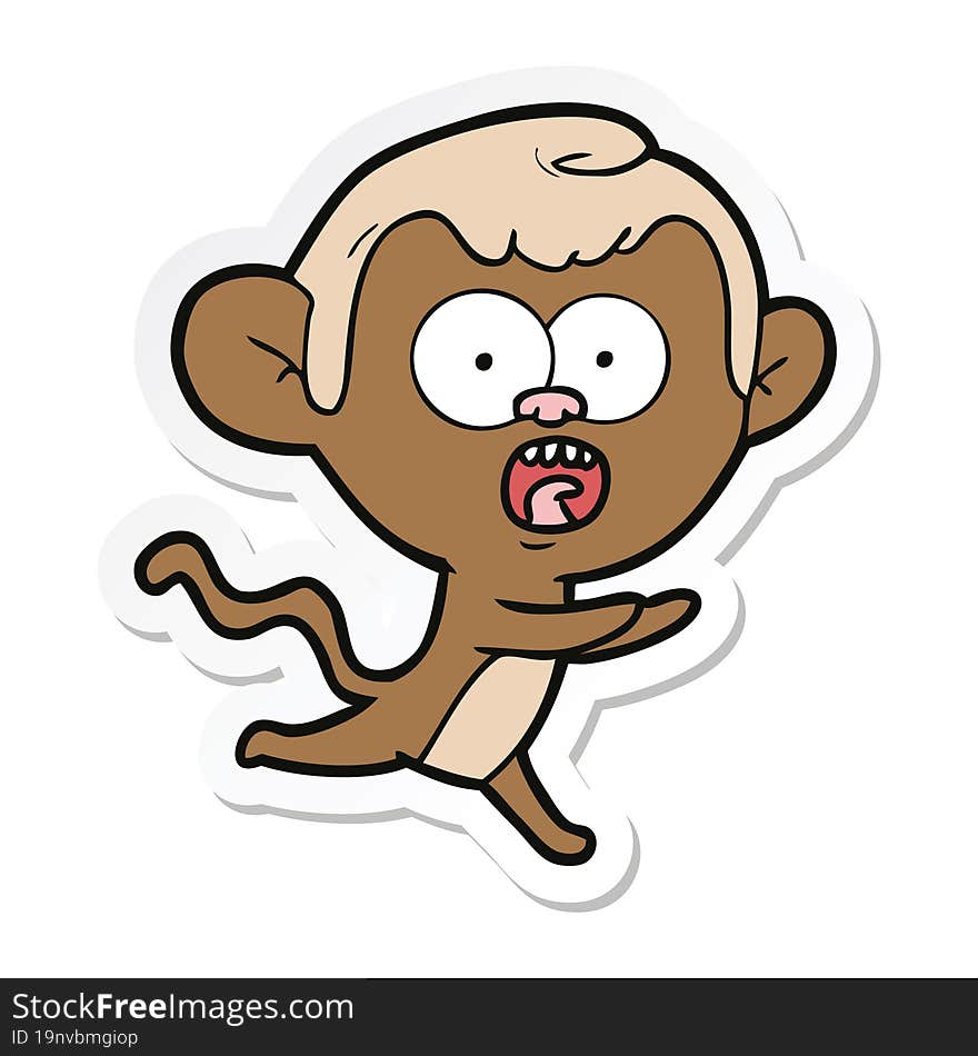 Sticker Of A Cartoon Shocked Monkey