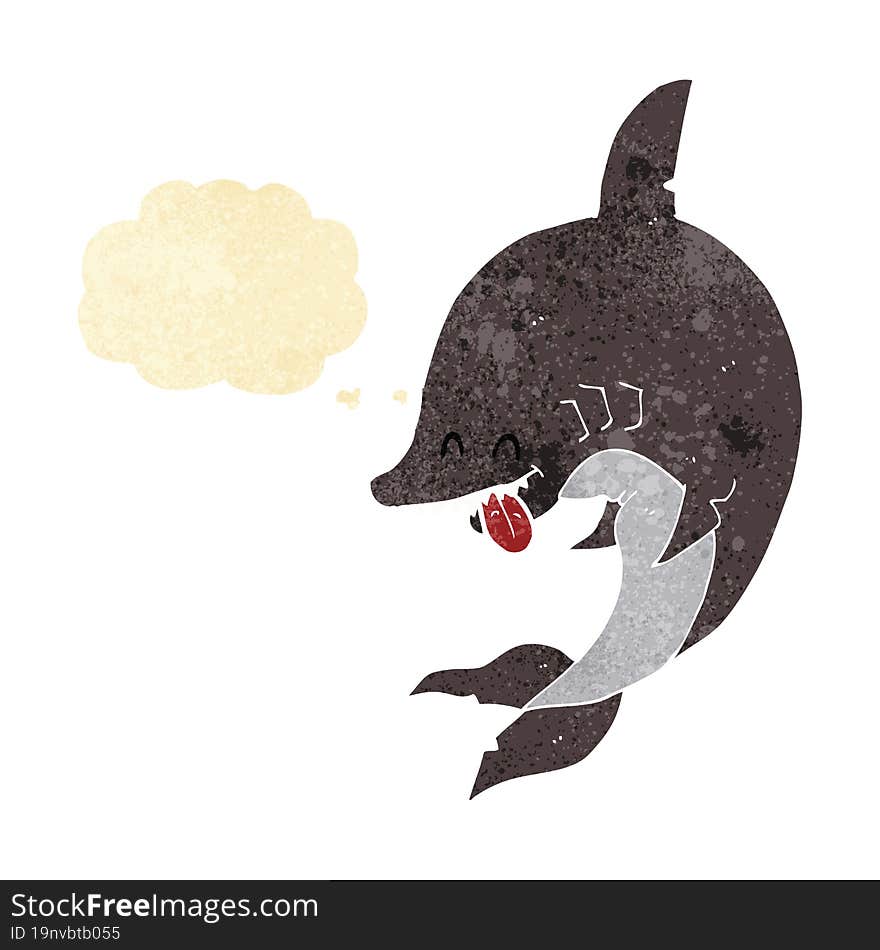 funny cartoon shark with thought bubble