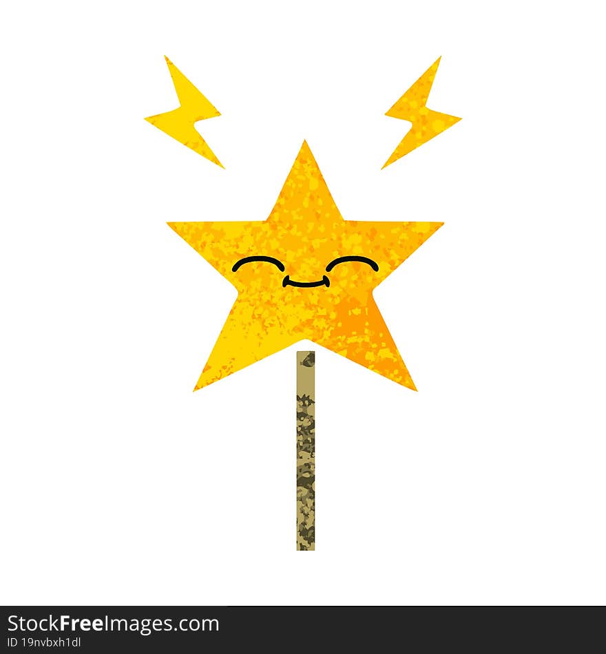 retro illustration style cartoon magic wand