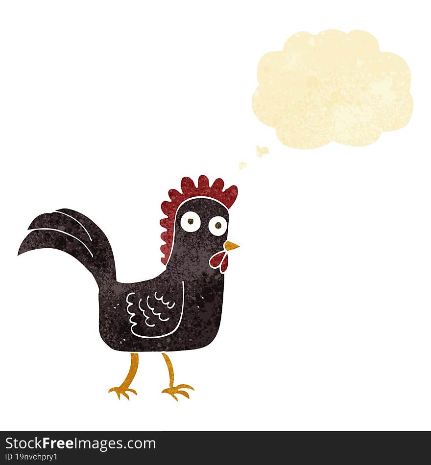 cartoon chicken with thought bubble