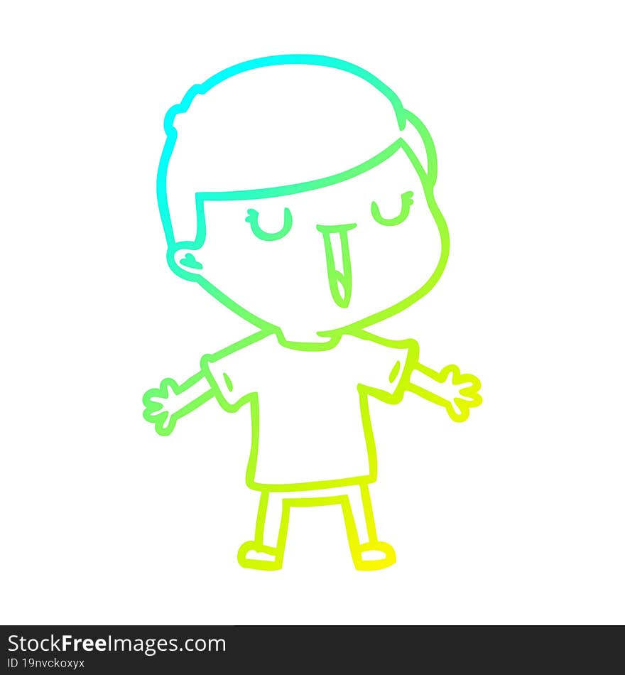 cold gradient line drawing cartoon happy boy