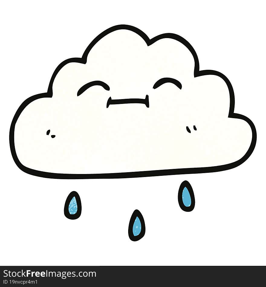 cartoon doodle happy rain cloud