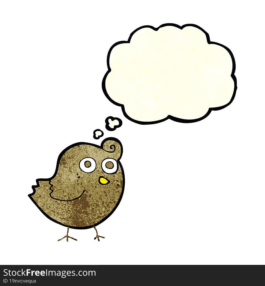 Funny Cartoon Bird With Thought Bubble