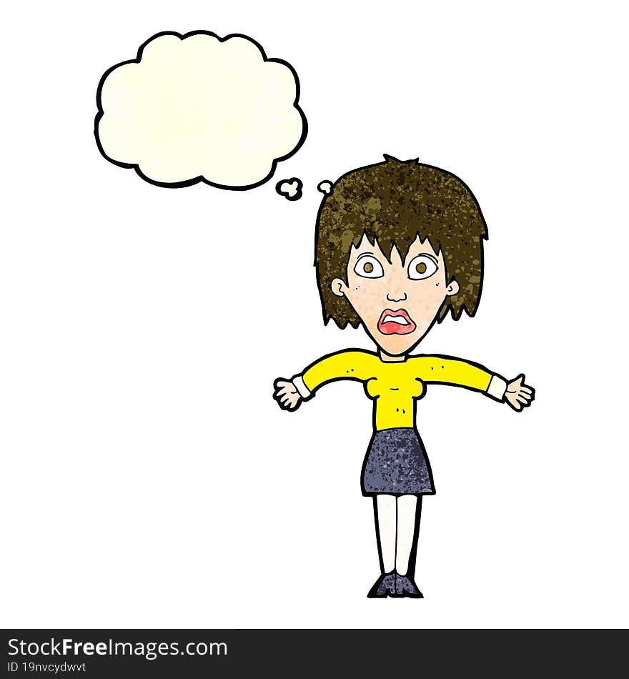 Cartoon Shocked Woman With Thought Bubble