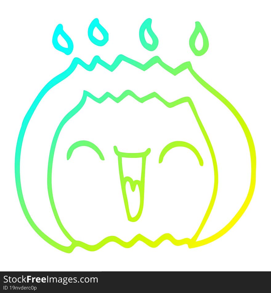 cold gradient line drawing cartoon laughing gas flame