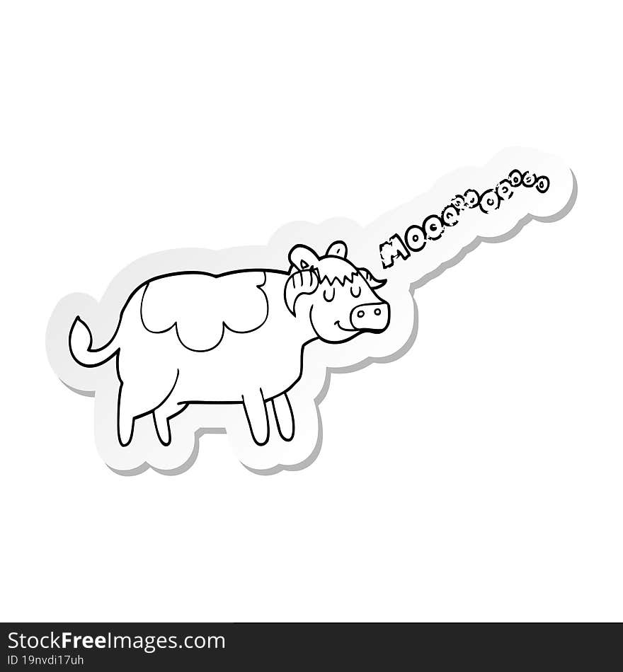 distressed sticker of a cartoon cow