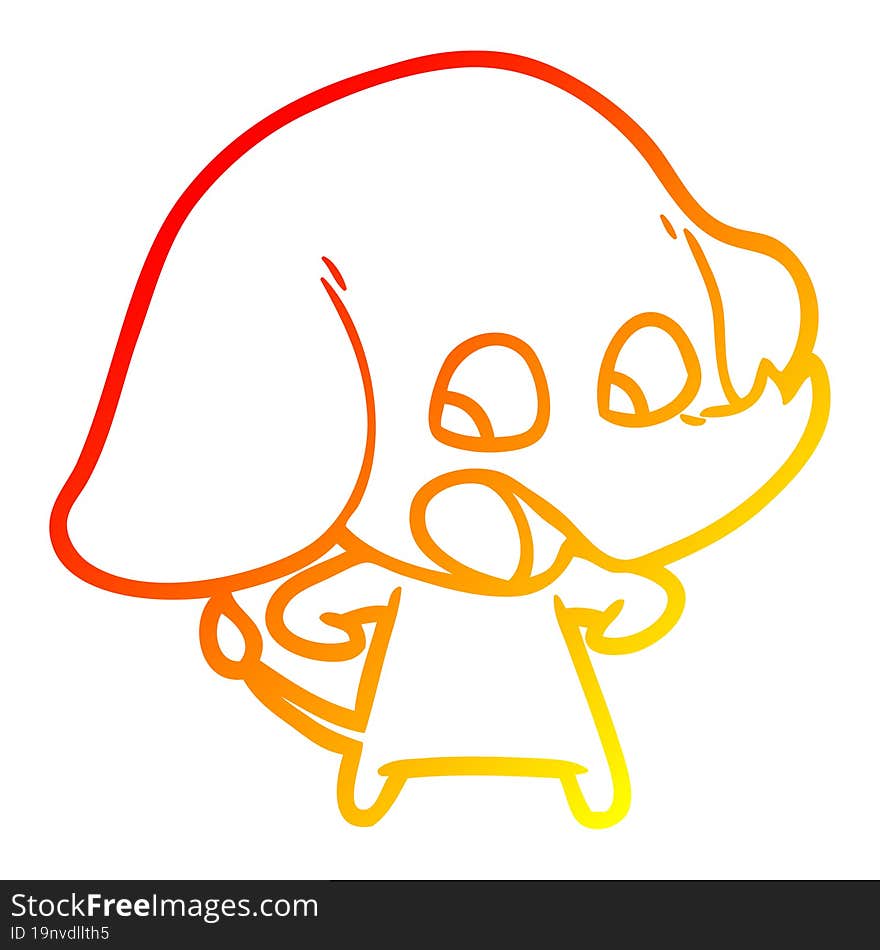 warm gradient line drawing cute cartoon elephant